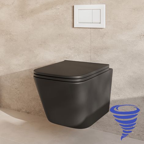 LOMAZOO Pack WC suspendu avec réservoir encastré carré noir - (1/5)