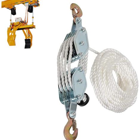 Paranco manuale - capacità di carico 2200 libbre - con cavo Bowden universale da 20 m - altezza di sollevamento massima 2,5 m - argano con puleggia di guida