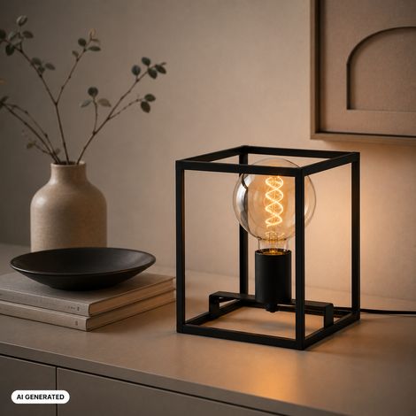 Tischleuchte 1-flammig Black Steel 40W Kabelschalter Schwarz Briloner (1/5)
