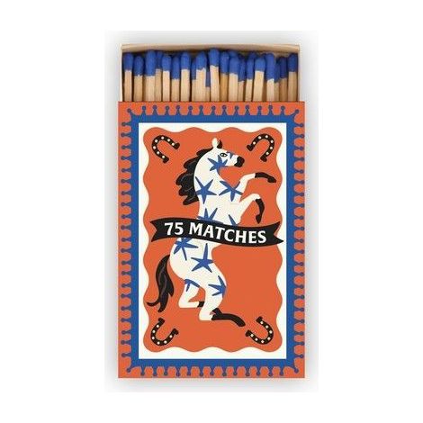 Paddywax Scatola di Fiammiferi Decorata "A Dopo" - Cavallo Blu (75 pz)