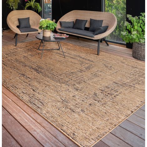 Paco Home Outdoor Teppich wetterfest Modern Flachgewebe, Jute-Optik für Terrasse & Balkon 200x280 cm, Beige 4