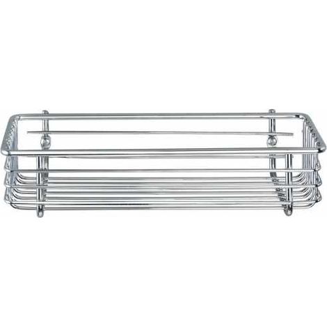 WENKO Mensola da muro per bagno Milano, cestino per doccia con fissaggio a parete, in acciaio - plastica, 25x6x12 cm, cromata (1/5)