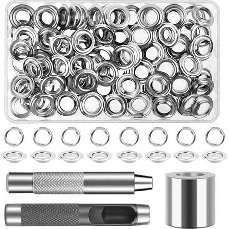 120 Pièces Trousse à Oeillets pour Bâche, Diamètre Intérieur 12mm, Grommet Kitavec 3 pièces Outil, Ensembles Oeillets pour Toile Bâche, Chaussures, Vêtements, Chapeau (1/5)
