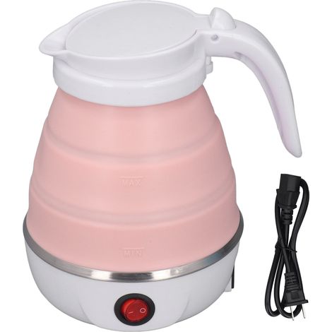 Bouilloire Électrique Pliable Portable de Voyage, Chauffe-Eau Repliable avec Cordon d'Alimentation Détachable, Prise US 110V, Rose (1/5)