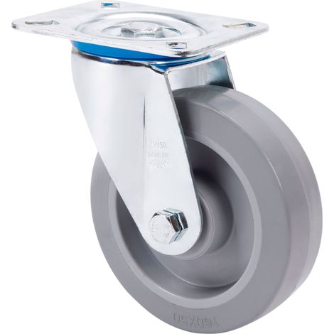 rueda giratora placa 10zvl80-pgr goma elastica gris eje rodillos