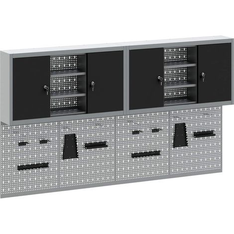 vidaXL Juego de Armarios de Herramientas con estante 4 uds. Negro (1/2)