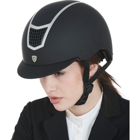 TAGLIA L EQUESTRO Cap Eclipse Plain NERO - ARGENTO CASCO EQUITAZIONE (1/3)