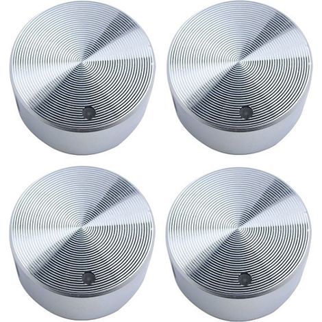 Jeu de 4 boutons, pour plaques à encastrer, 6 mm, alliage, argenté (1/5)