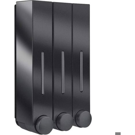 Distributeur de shampoing rechargeable, flacon de gel douche en plastique, capacité de 420 ml par pièce, triple noir (1/4)