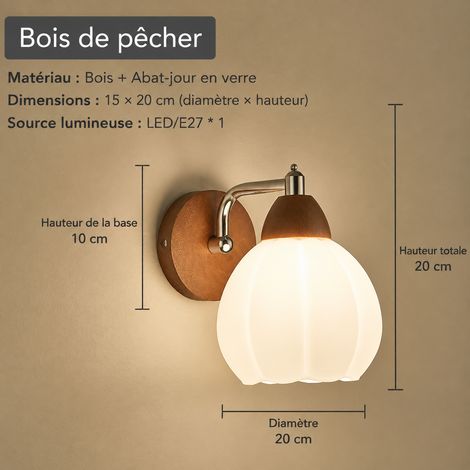 Applique Murale LED Petite Citrouille Couleur Noyer Lumière Chaude 16W Bois et Verre 1 kg – Livraison gratuite