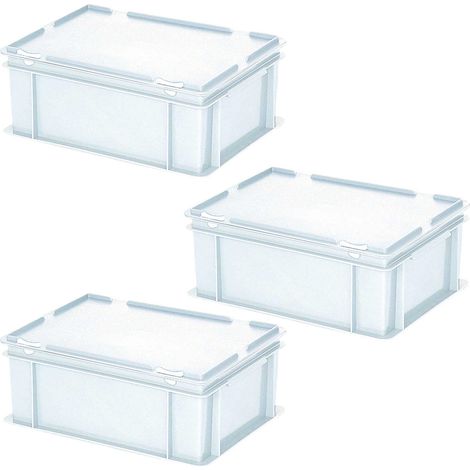 BRB 3 Deckelbehälter im Euroformat, LxBxH 400x300x180 mm, Inhalt 16 Liter, Gewicht 1,60 kg, weiß