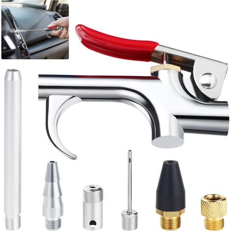 Kit de Pistolet à Air avec 6 Buses Interchangeables,Tools Kit Pistolet de Soufflage Pneumatique,Soufflette Compresseur à Air,Soufflette à Air Comprimé (1/5)