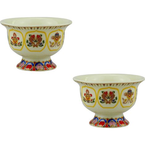 Bol Offrande - Céramique - Pour Eau Riz Huile Fruits Fleurs - Bouddhisme Méditation - 6.5 x 5 x 4 cm - 1 Pièce (1/5)