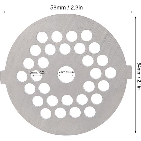2 Pièces Lame pour Hachoir Électrique en Acier Inoxydable, Plaque de Broyage à Trous Ronds pour Broyeur Type 5/B (5mm, 30 Trous) (1/5)
