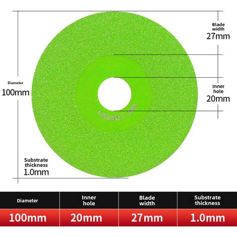 Plaque de rectification plate pour carrelage céramique et marbre, lame de coupe diamantée pour meuleuse d'angle (Φ10027mm, refendage large, pièce B et autres pièces économiques) (1/5)