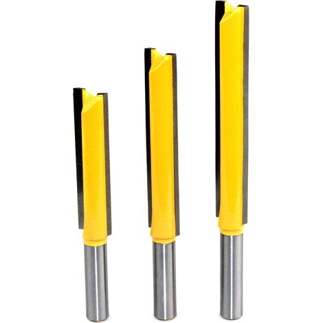 3Pcs 8mm Tige Fraise à Affleurer, Fraise à araser Fraise à Copier Avec Roulement Supérieur, Outils de Fraisage de Menuiserie