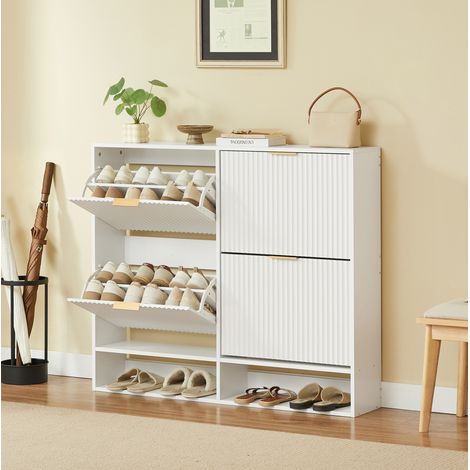 Schuhschrank mit Kipptüren 120x102 cm Weiß OKMYHOME (1/5)