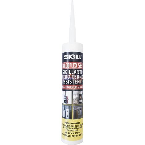 Silicone 280 ml noir haute température 250° – Résistance aux UV et à l'eau – Pour scellements industriels et domestiques – Sigill (1/2)