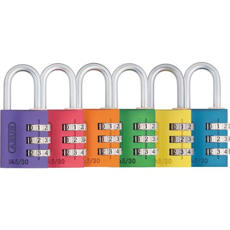 Cadenas con números de aluminio de 30 mm, colores rainbow surtidos, en blíster - Abus