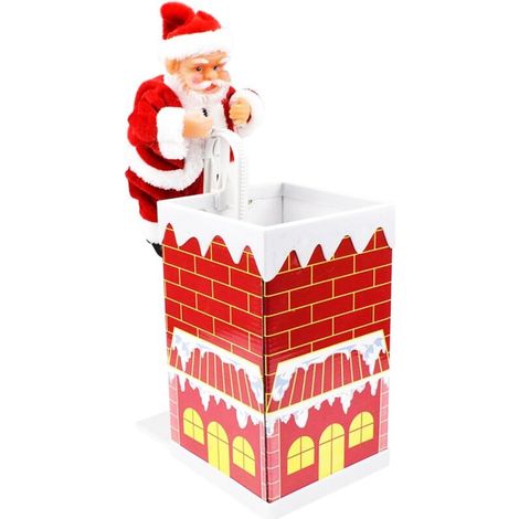Père Noël électrique musical grimpant à une cheminée, jouet Père Noël à piles, décorations de Noël, articles de fête et décorations pour les fêtes de Noël. (1/5)
