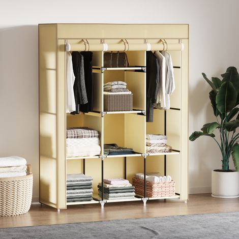 Schrank Aufbewahrung Stoff 125x43x162,5 Beige OKMYHOME (1/4)