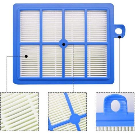 Lot de 4 Filtres HEPA pour Aspirateur Electrolux Philips - 15x12x2,6cm - Filtration 99,9% - Compatible ZUA3840P F MIROIR ELECTRIQUE (1/5)