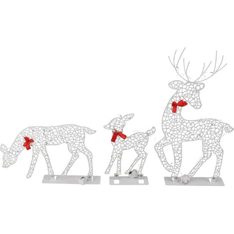 Lot de 3 Cerfs Lumineux de Noël, Décor Maison Blanc Chaud, Fer LED Renne Famille, Table & Extérieur Intérieur Scintillant ‑01 (1/5)