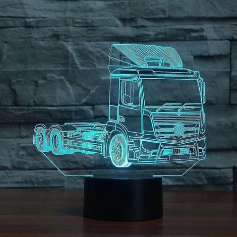 Lampe de table/bureau 3D en forme de camion/voiture, illusion d'optique, 7 couleurs changeantes, LED, décoration pour Noël, la maison, un anniversaire ou toute autre occasion spéciale enfants. (1/4)