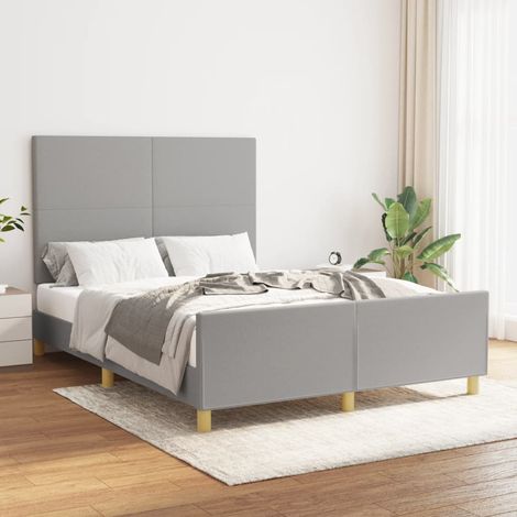 Cadre de lit sans matelas gris clair 140x190 cm tissu (1/5)