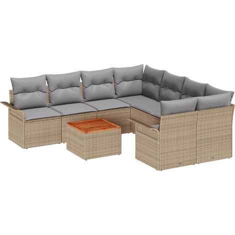 Maison Exclusive - Gartensofa-set 9 pcs Beige und Hellgrau Poly-R