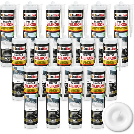 IsolBau Sanitary Silicone White Sanitär Silikon 15 x 300ml