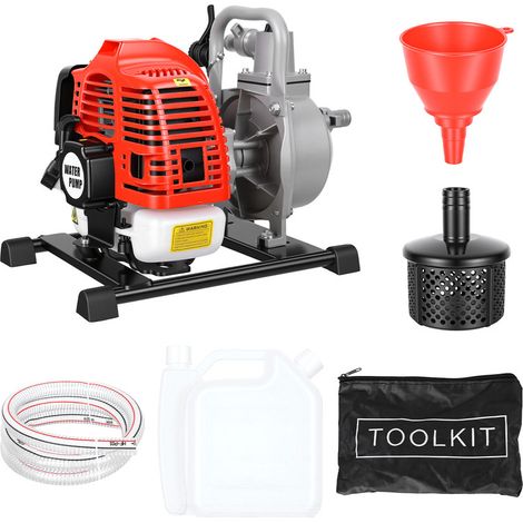 Wilitto - Pompe à eau 42.5CC, débit : 1 000 l/h, hauteur de refoulement : 30 mètres, moteur 2 temps, 1,7 CV