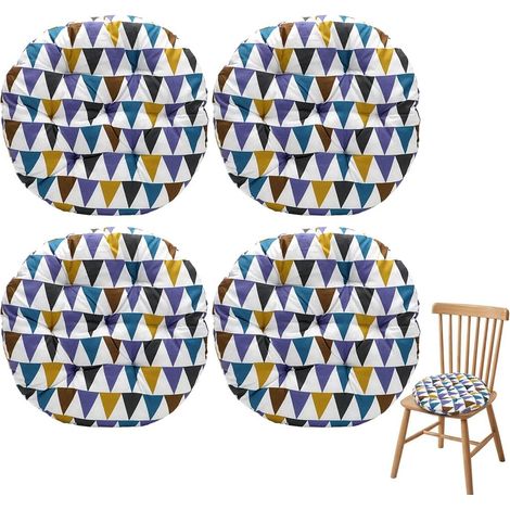 Lot de 4 coussins de siège ronds - 40 cm de diamètre - Confortables - Pour chaise, sol, intérieur et extérieur - Pour salle à manger, jardin, salon (géométrique abstrait)