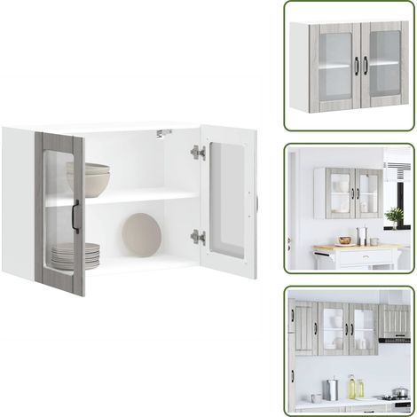 vidaXL Küchen-Hängeschrank mit Glastür Lucca Grau Sonoma Holzwerkstoff (1/5)