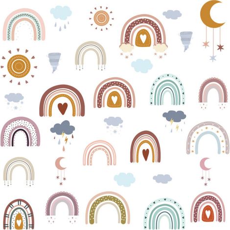 Stickers muraux arc-en-ciel, stickers muraux pour chambres d'enfants