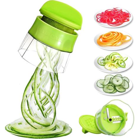 Coupe-légumes en spirale portatif 4 en 1 Coupe-légumes en spirale Coupe-courgettes et nouilles Idéal pour la salade (1/4)
