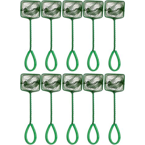 Filet de pêche et épuisette pour aquarium en 10 pièces, adapté aux aquariophiles amateurs et aux animaleries, facile à utiliser, maille fine, taille 4 pouces. (1/5)