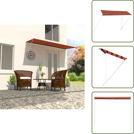 The Living Store Tenda da Sole Retrattile 300x150 cm Arancione e Marrone - Tenda da sole per finestra
