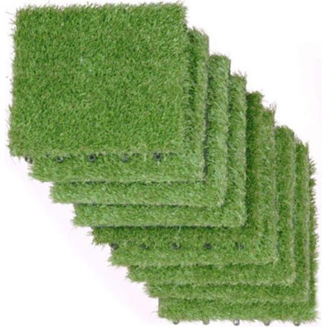 Piastrelle di erba artificiale 30 x 30 cm, piastrelle di erba sintetica spessa, tappeto autodrenante, per uso interno ed esterno, terrazzo, balcone, giardino (1/4)