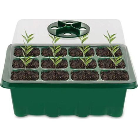 Ensemble de trois plateaux de semis à 12 alvéoles, boîte de rangement pour pots de fleurs, boîte de germination, boîte de plantation et de culture, 10 pièces par paquet (1/5)