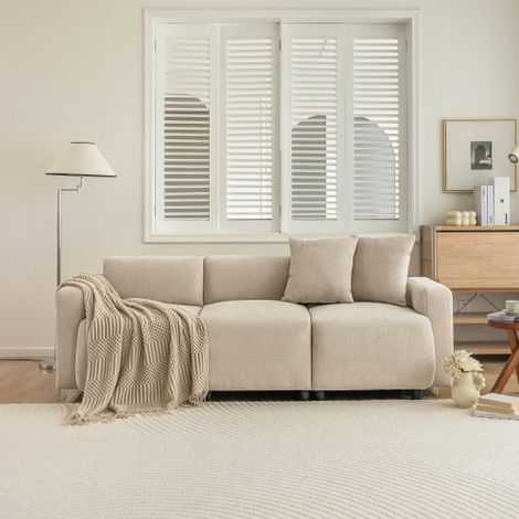 Canapé trois places : Canapé d'angle avec espace de rangement — Un ensemble de canapé modulaire en forme de L, accompagné d'un pouf amovible et de deux coussins décoratifs adapté aux salons, aux bure (1/5)