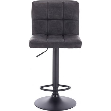 Barhocker Drehbar Verstellbar Mit Rückenlehne Und Armlehnen Für Küche Und Wohnzimmer Kunstleder Metall Anthrazit (1/5)