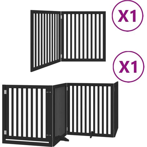 Barrière de sécurité pour chien animaux de compagnie porte pliable 6 panneaux bois peuplier noir (1/5)