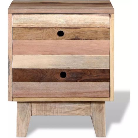 Mesita de noche cómoda armario mueble de dormitorio madera maciza recuperada 1402019
