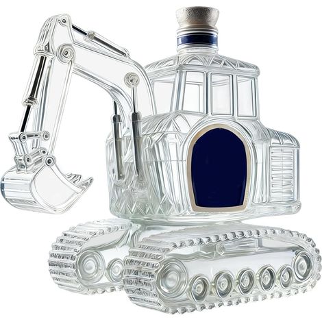 Carafe à alcool Bouteille en Verre 350ml en Forme de Pelleteuse Humour  Carafe à Whisky avec Bouchon Pour bar maison, cadeau pour homme, père, anniversaire, mariage, crémaillère