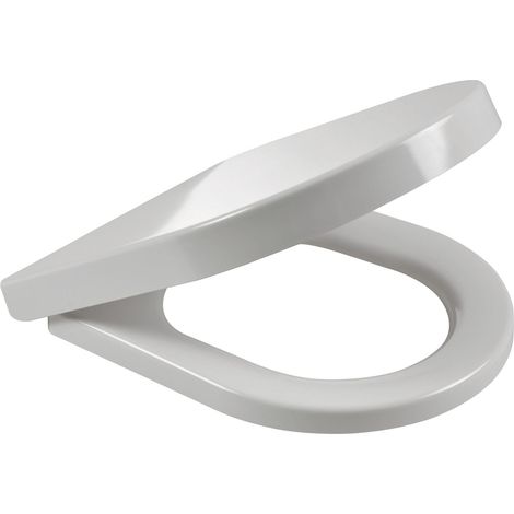 Wirquin – Abattant WC en thermodur forme D – Fermeture ralentie silencieuse – Déclipsable pour nettoyage facile – Fixation par le dessus – Charnières inox
