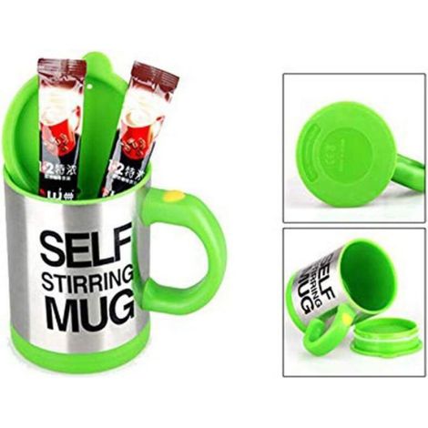 Tasse Café - 400 ml - Agitation Électrique Automatique - Acier Inoxydable - Vert