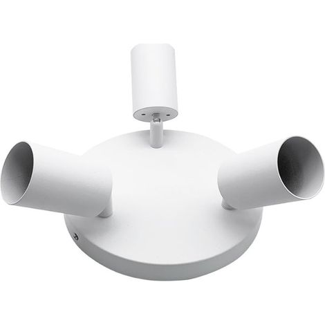 Silamp – Plafonnier rond 3 spots orientables en aluminium blanc – Douille GU10 – Tension 200-240V – Pour éclairage intérieur flexible