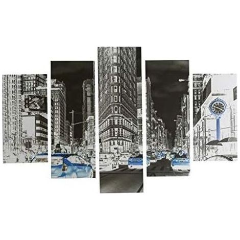 Set 5 Pezzi Quadri da Parete su Tela Manhattan 100 x 150 cm