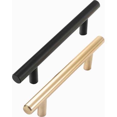 10er Pack Griffe für Küchenschränke - T-Griffe - Möbelgriffe Edelstahl Set - Schwarze Griffe für Küchenfronten, Schubladen, Schränke, Türen, Möbel und Kleiderschränke Farbe: Gold Lochabstand: 256mm Lä (1/5)